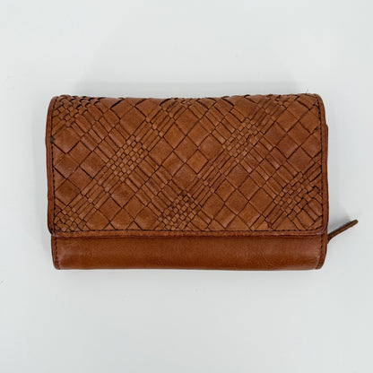Woven Flap Leather Wallet