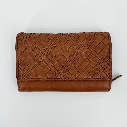 Woven Flap Leather Wallet