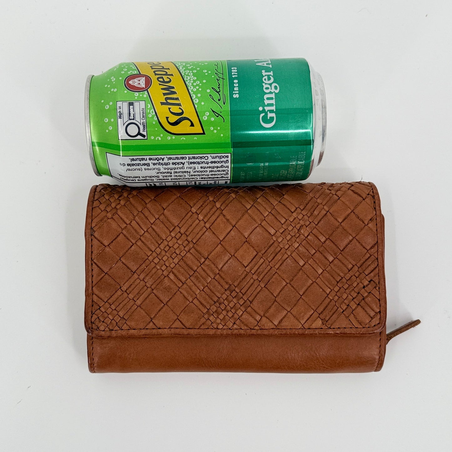 Woven Flap Leather Wallet