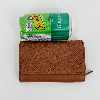 Woven Flap Leather Wallet