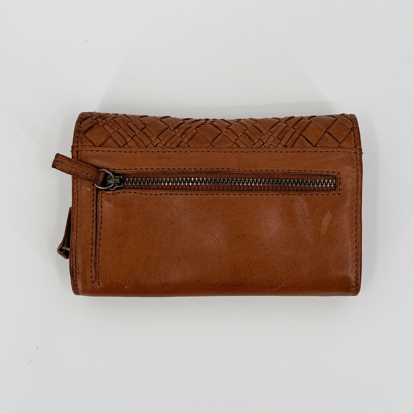 Woven Flap Leather Wallet