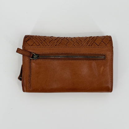 Woven Flap Leather Wallet