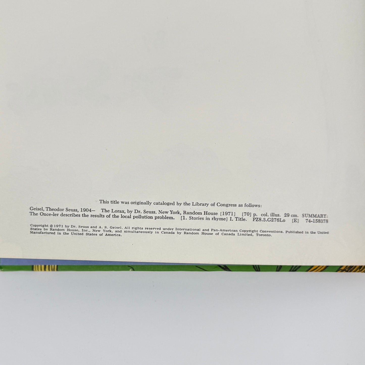 Dr Seuss Vintage Lorax Book
