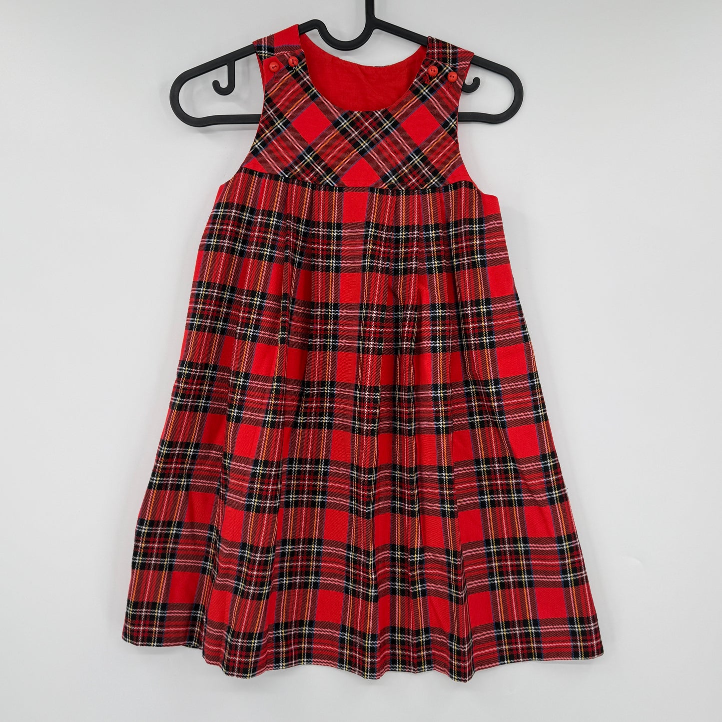 Plaid Button Jumper Dress