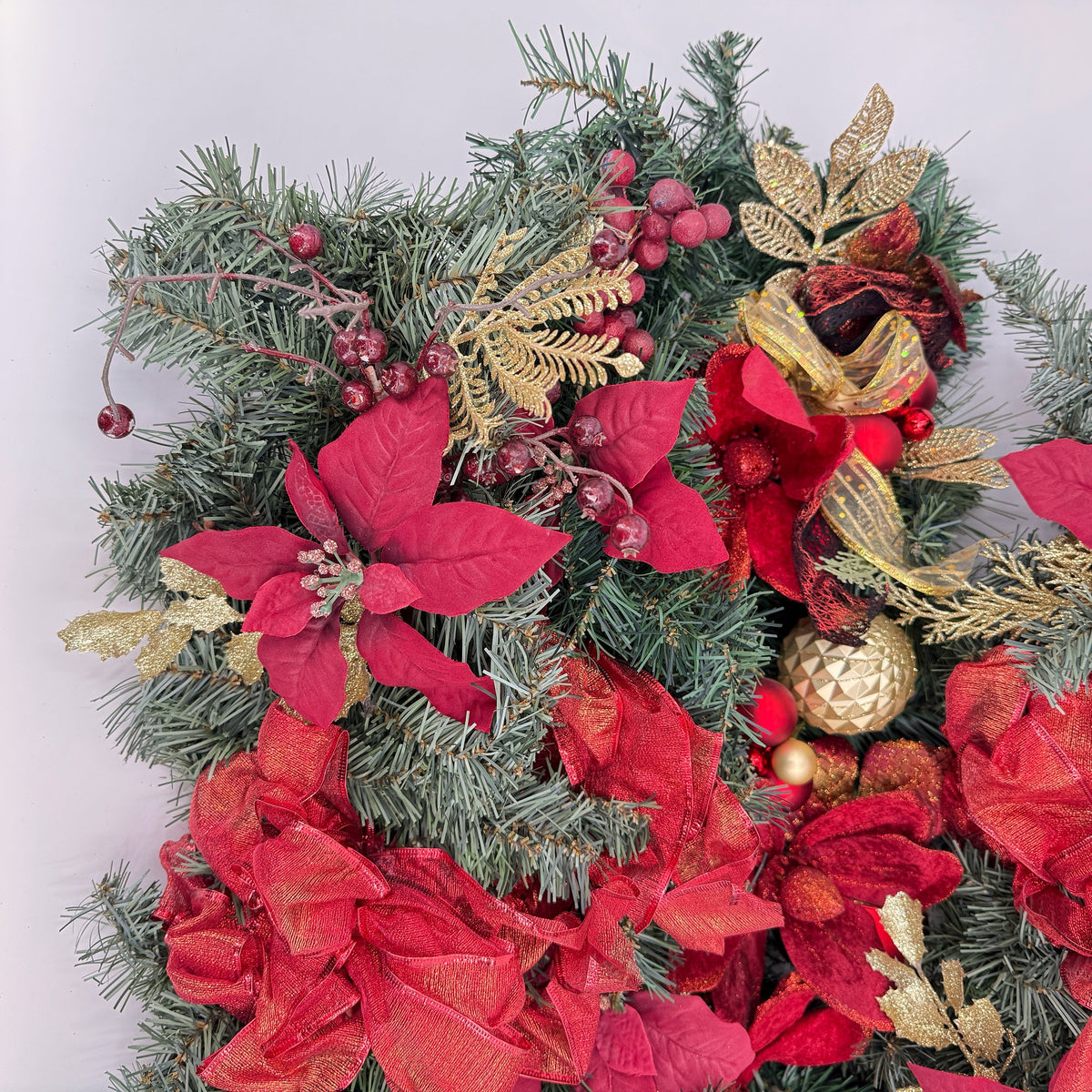 Christmas Poinsettia Swag Set