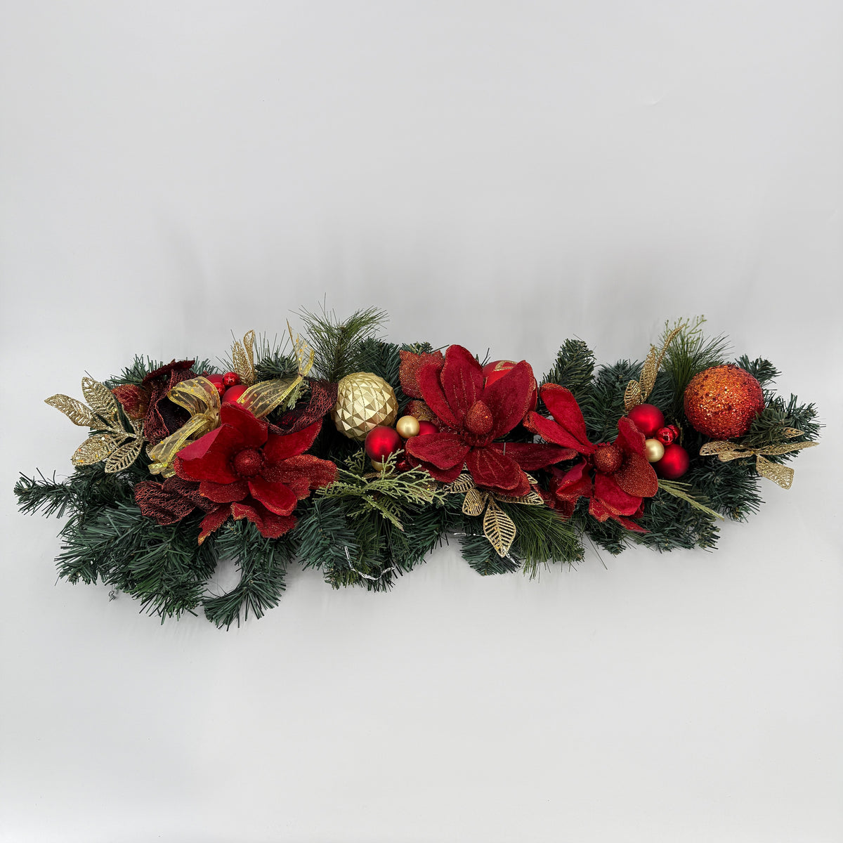 Christmas Poinsettia Swag Set