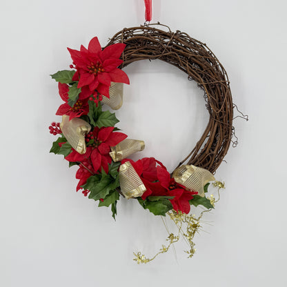 Poinsettia Grapevine Wreath
