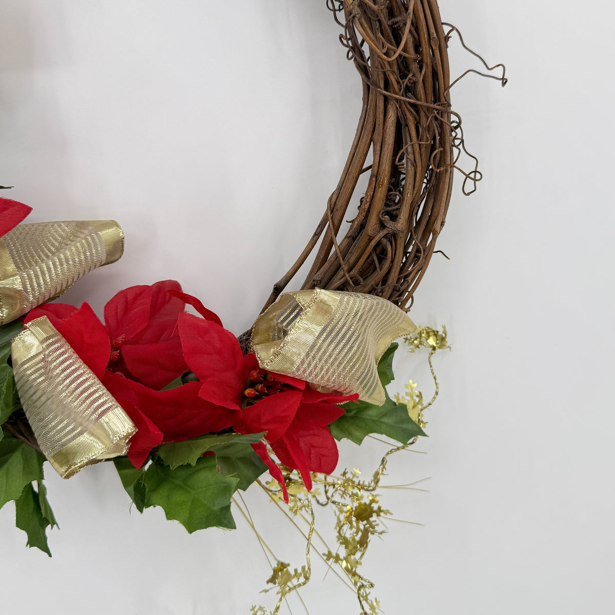Poinsettia Grapevine Wreath