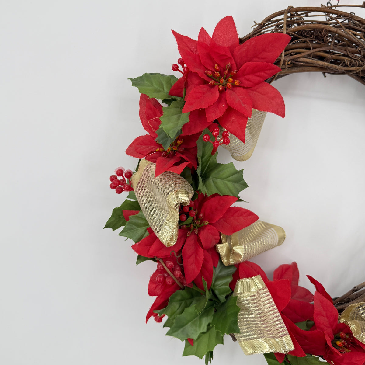 Poinsettia Grapevine Wreath