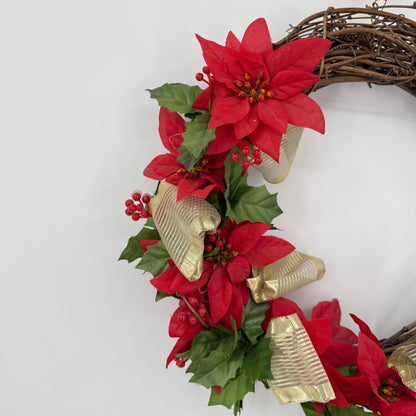 Poinsettia Grapevine Wreath