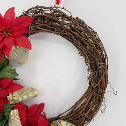 Poinsettia Grapevine Wreath
