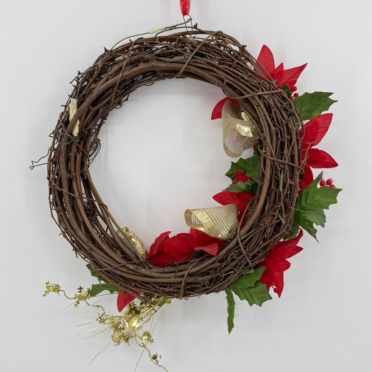 Poinsettia Grapevine Wreath