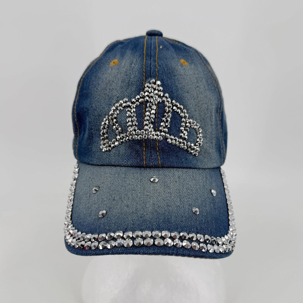 Rhinestone Crown Denim Cap