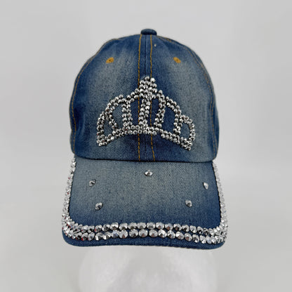 Rhinestone Crown Denim Cap