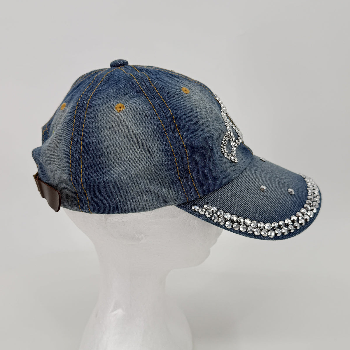 Rhinestone Crown Denim Cap