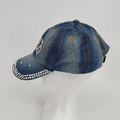 Rhinestone Crown Denim Cap