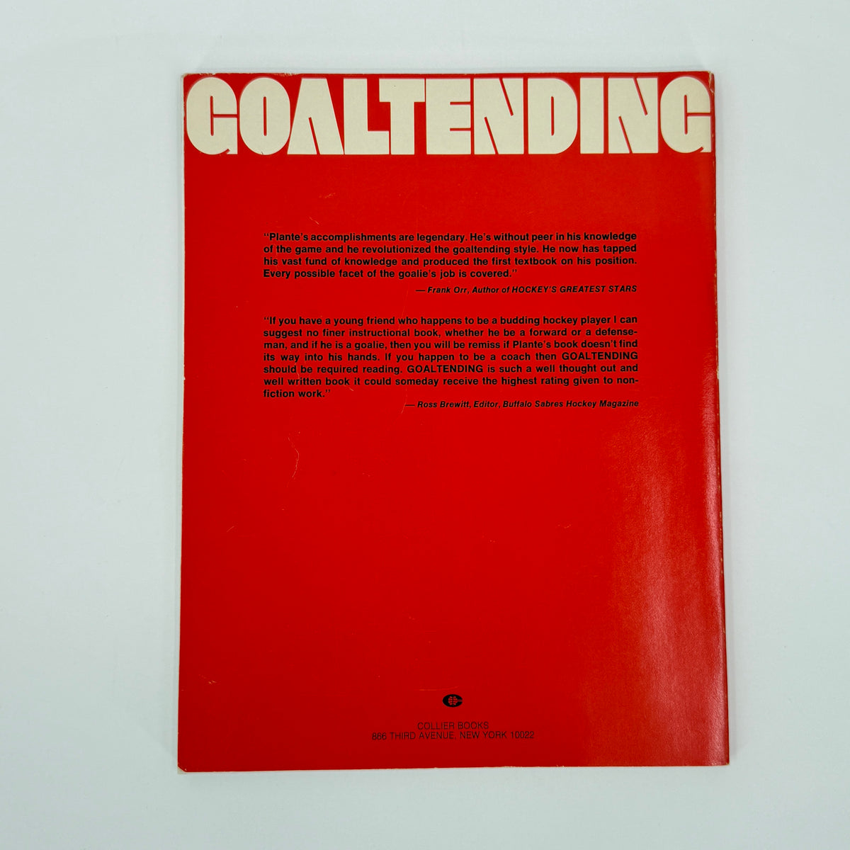 Jacques Plante Goaltending 1972
