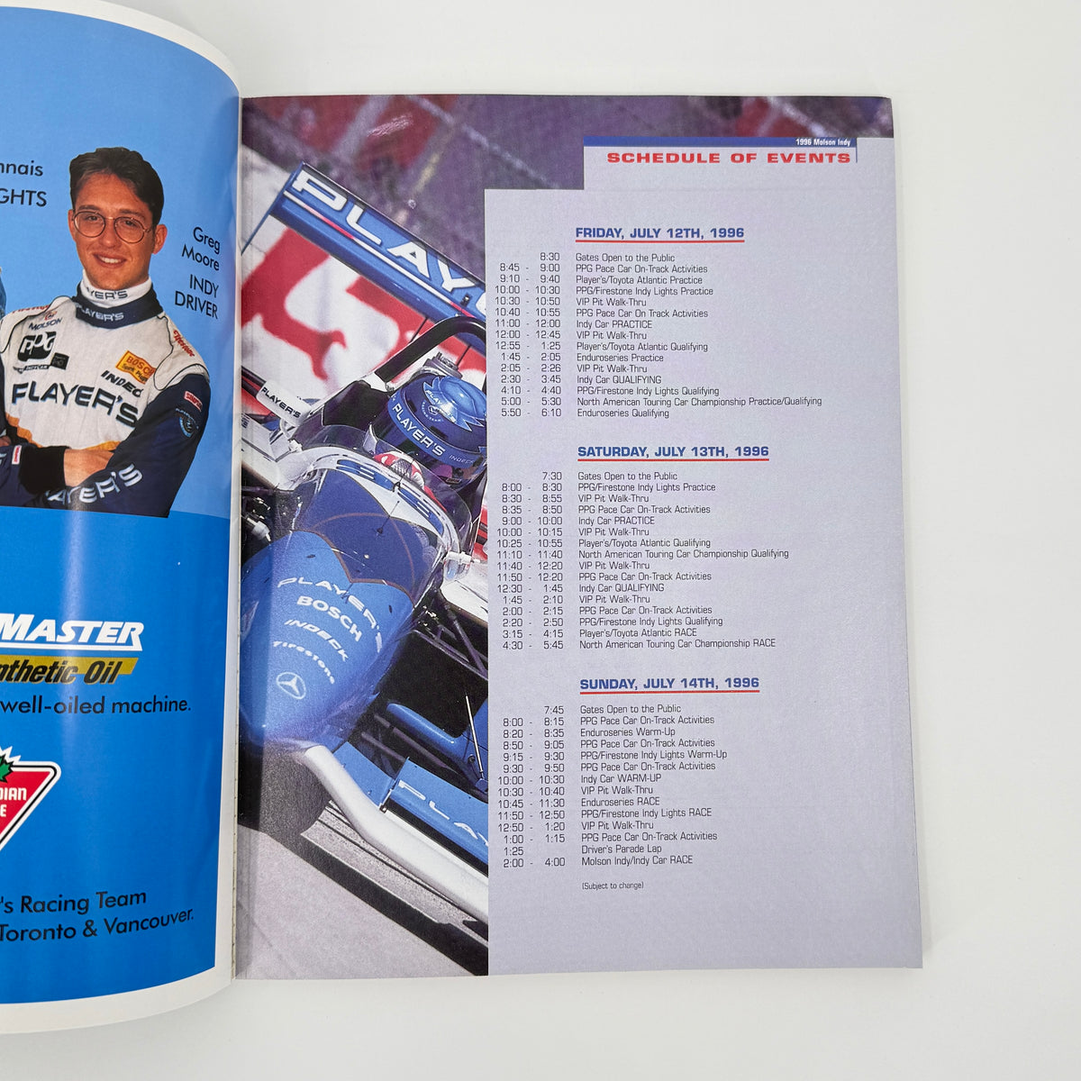 1996 Molson Indy Race Program