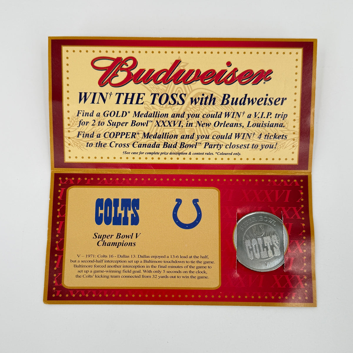 2002 Budweiser Super Bowl Medallion Lot