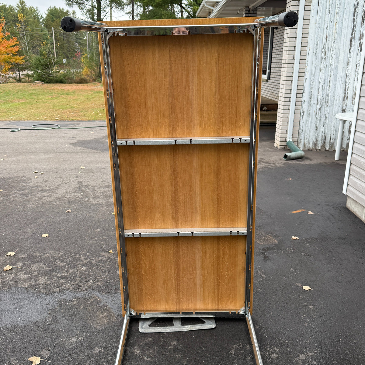 Wood Grain Chrome Banquet Table