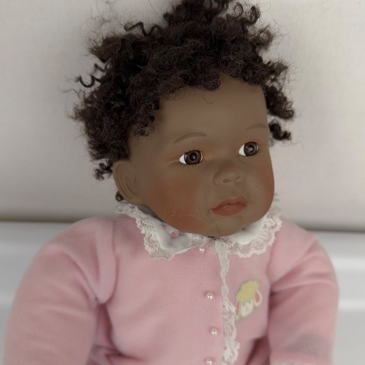 Mary Had A Little Lamb porcelain doll