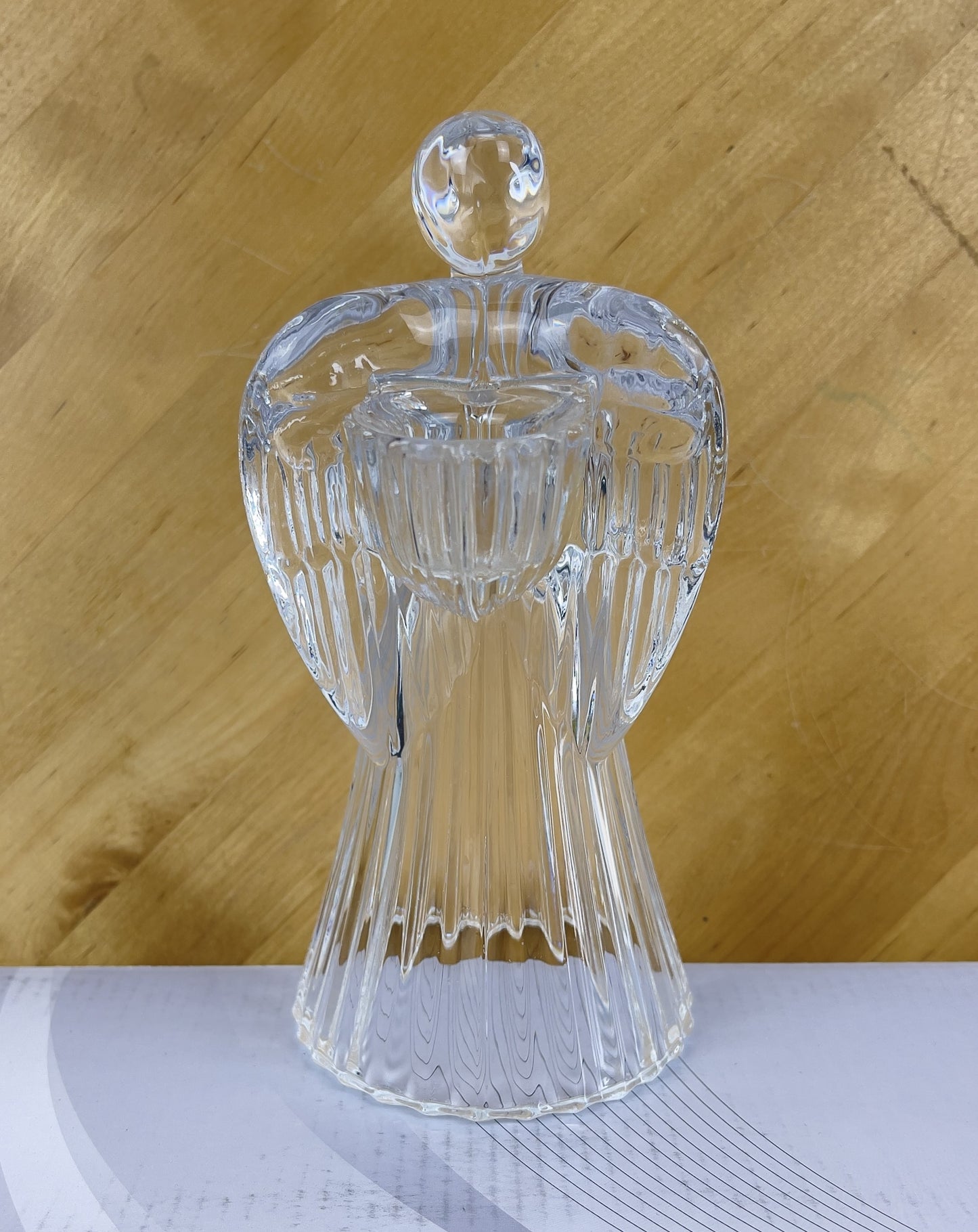 Angel glass tapered candle holder