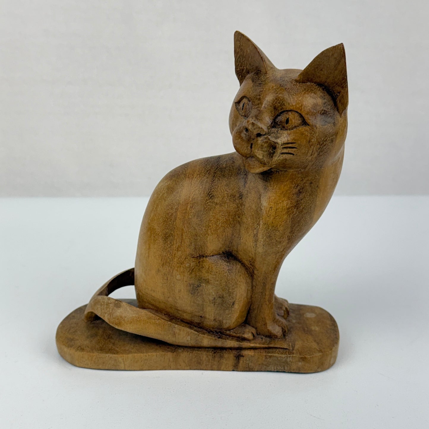Carved Folk Art Cat Figurine