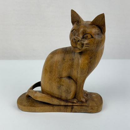 Carved Folk Art Cat Figurine