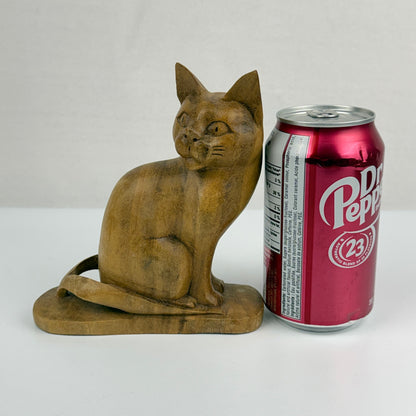 Carved Folk Art Cat Figurine