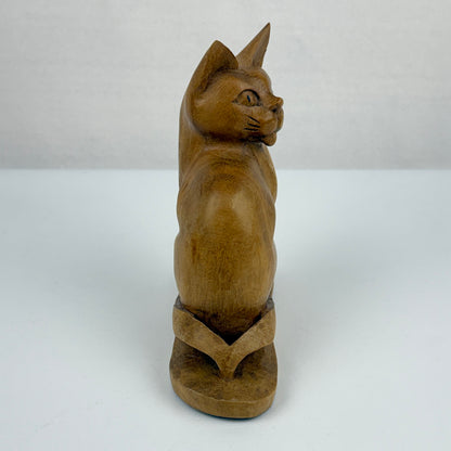 Carved Folk Art Cat Figurine