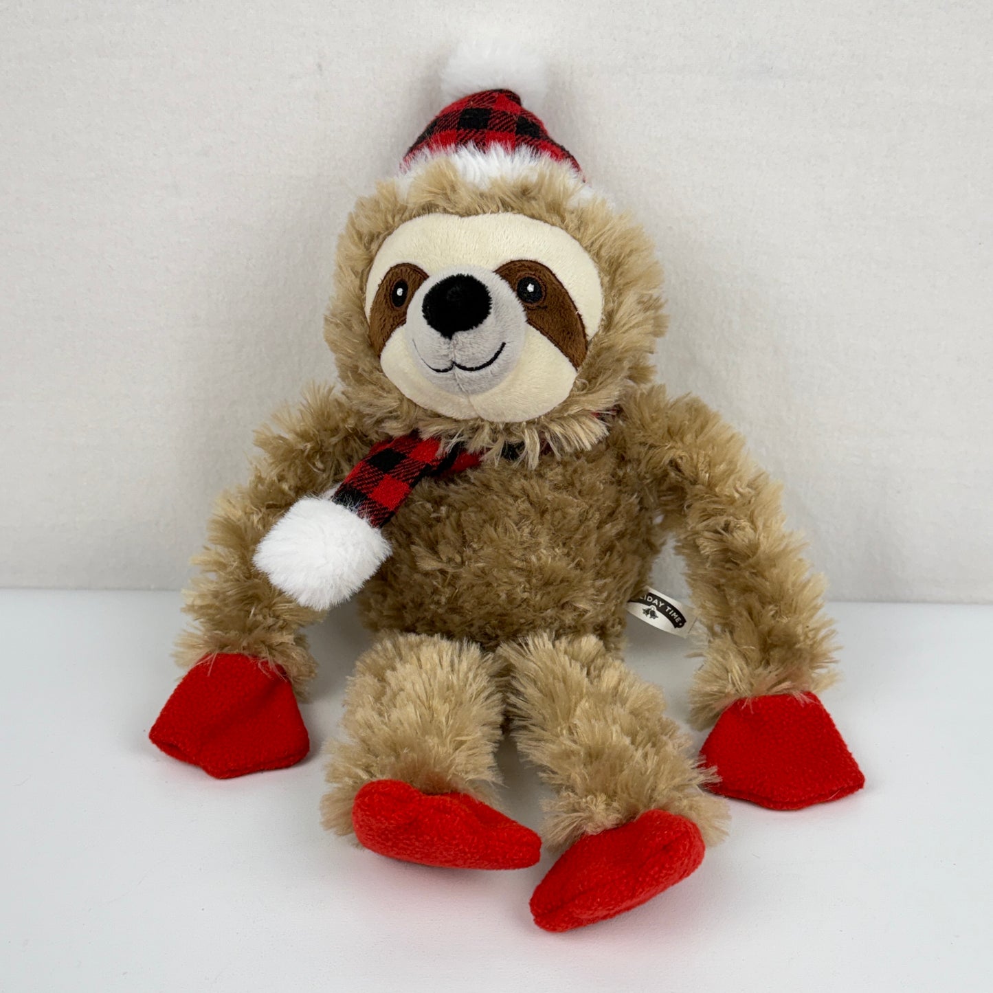 Holiday Sloth Plaid Plush