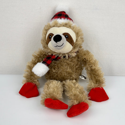 Holiday Sloth Plaid Plush