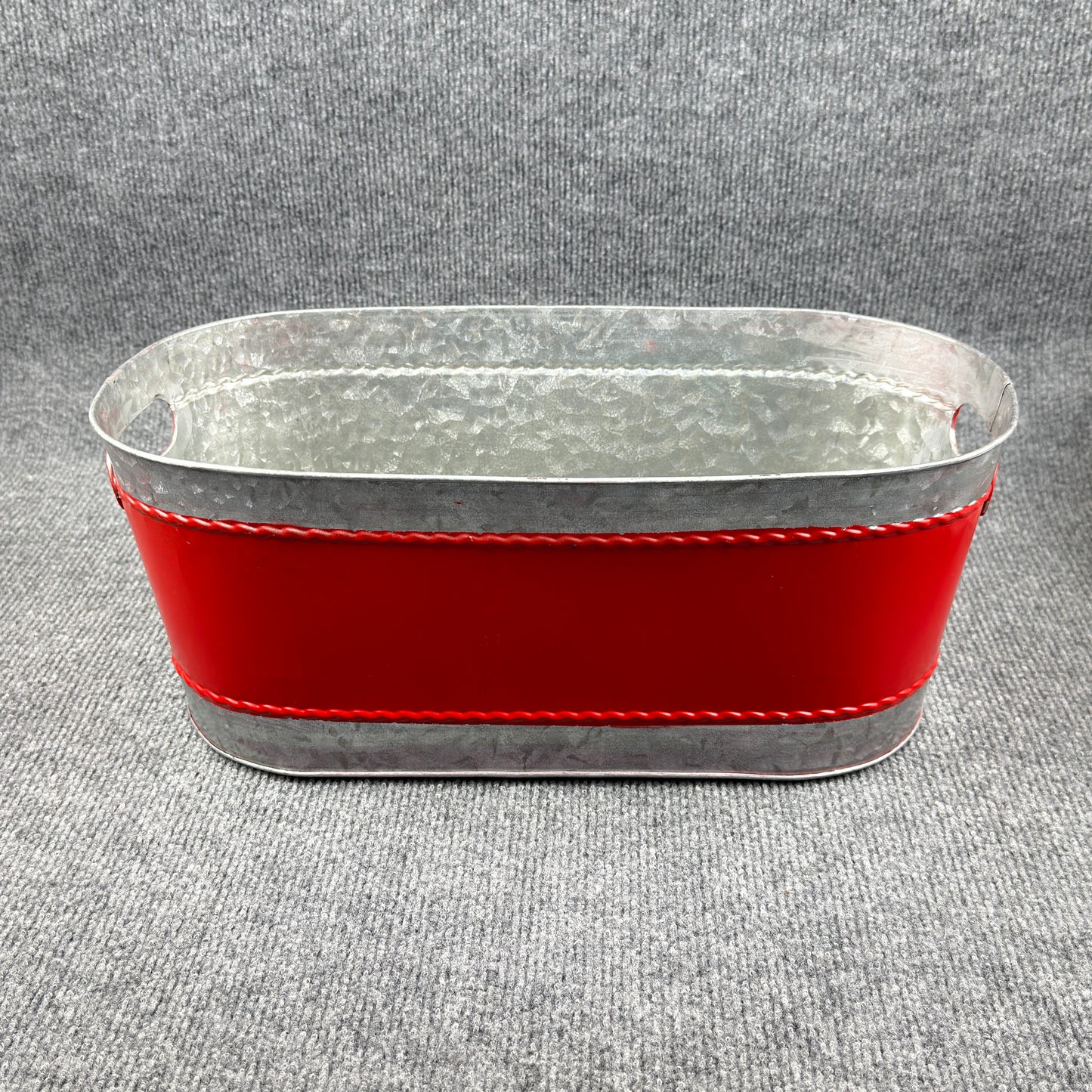 Red Metal Storage Bin