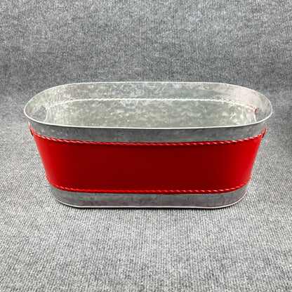 Red Metal Storage Bin