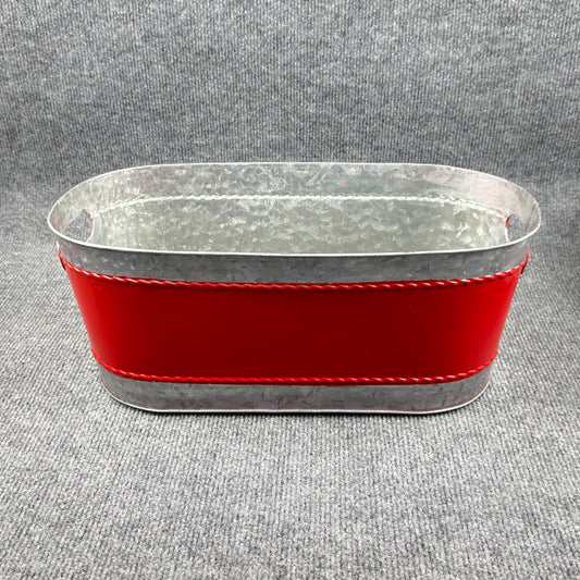 Red Metal Storage Bin