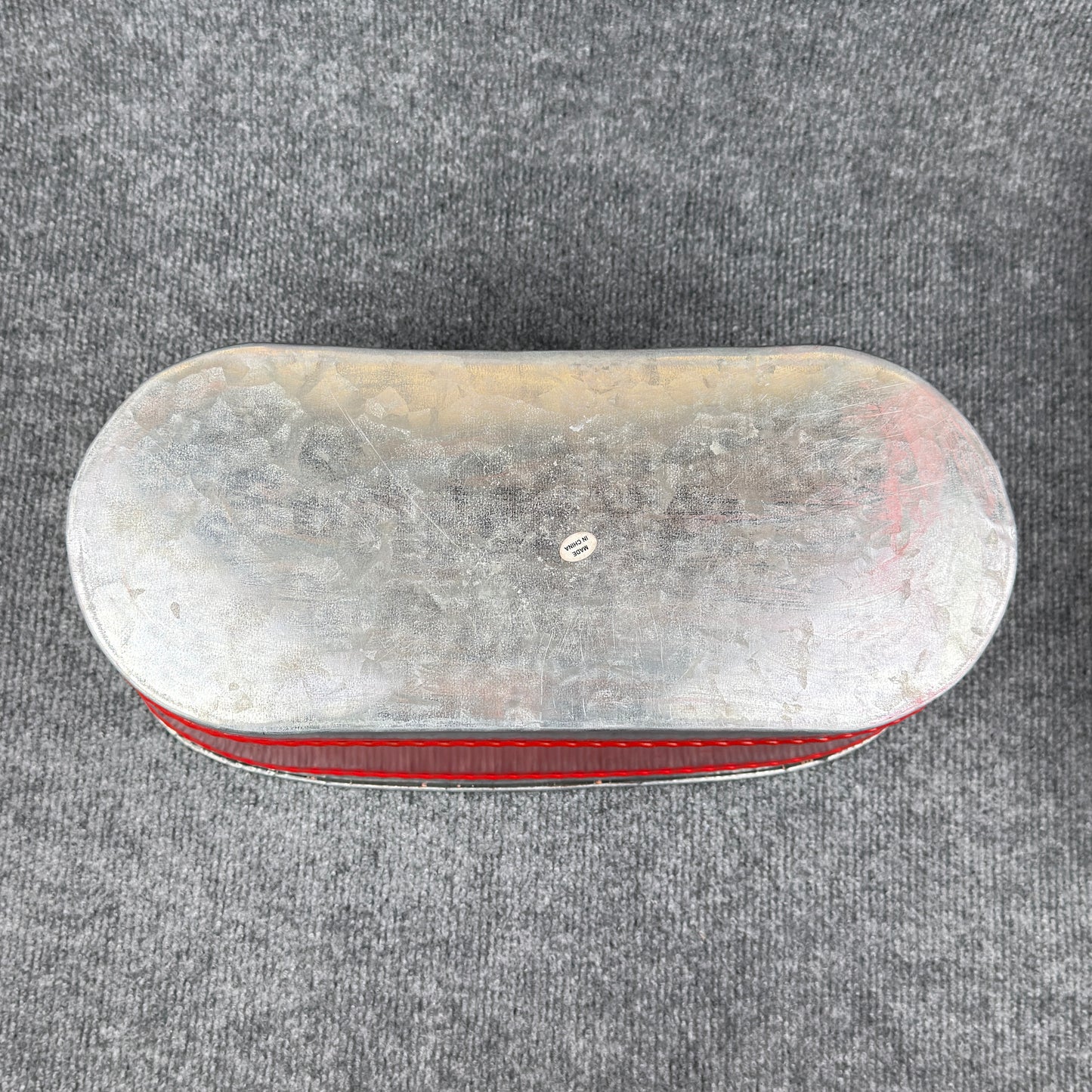 Red Metal Storage Bin