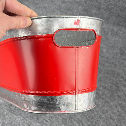 Red Metal Storage Bin