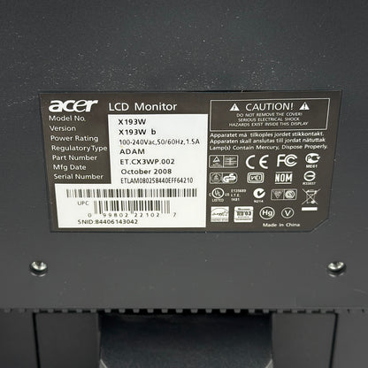 Acer Widescreen LCD Monitor