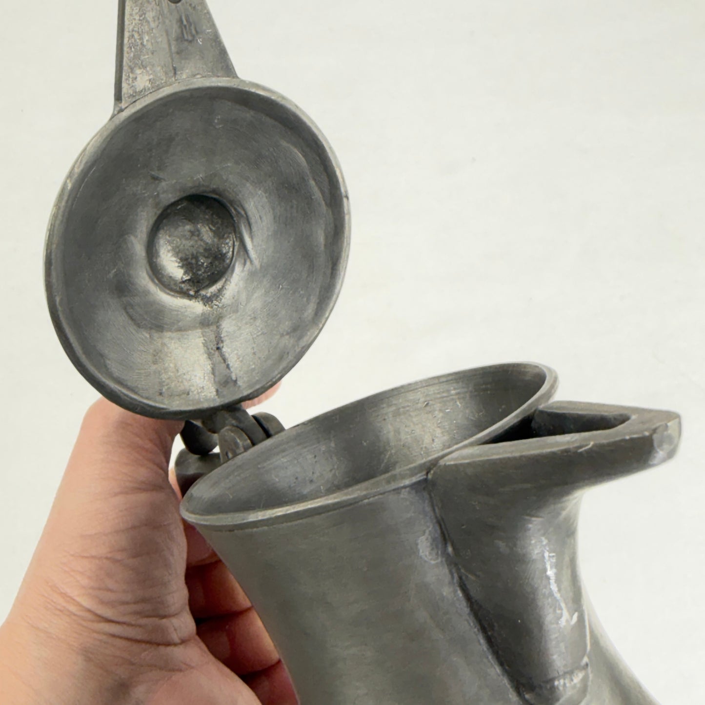 Heavy Pewter Lidded Jug