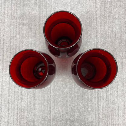 Ruby Red vase etched tulip