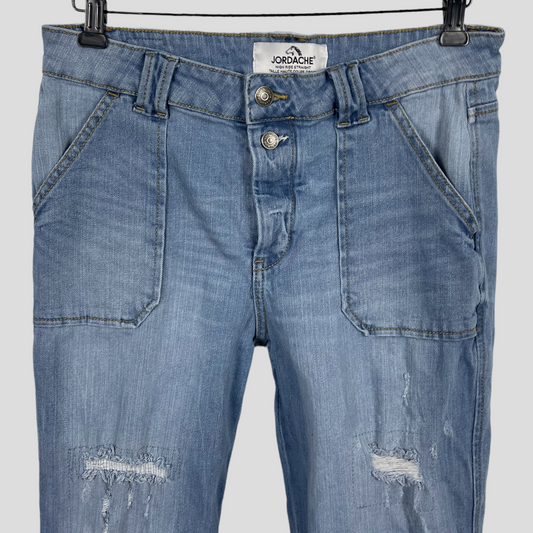 Jordache high rise straight distressed jean