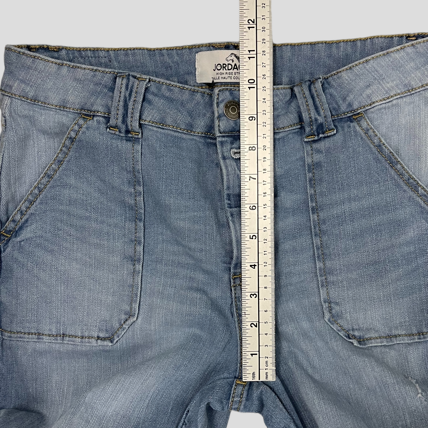 Jordache high rise straight distressed jean