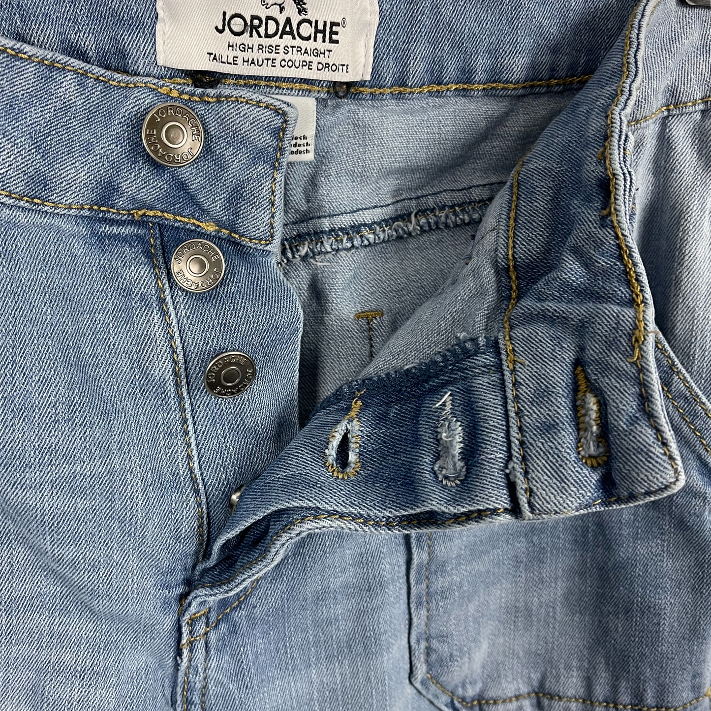 Jordache high rise straight distressed jean