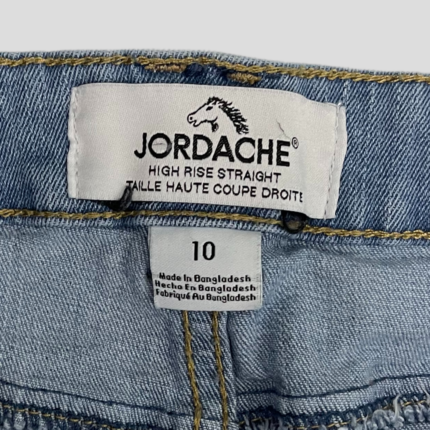 Jordache high rise straight distressed jean