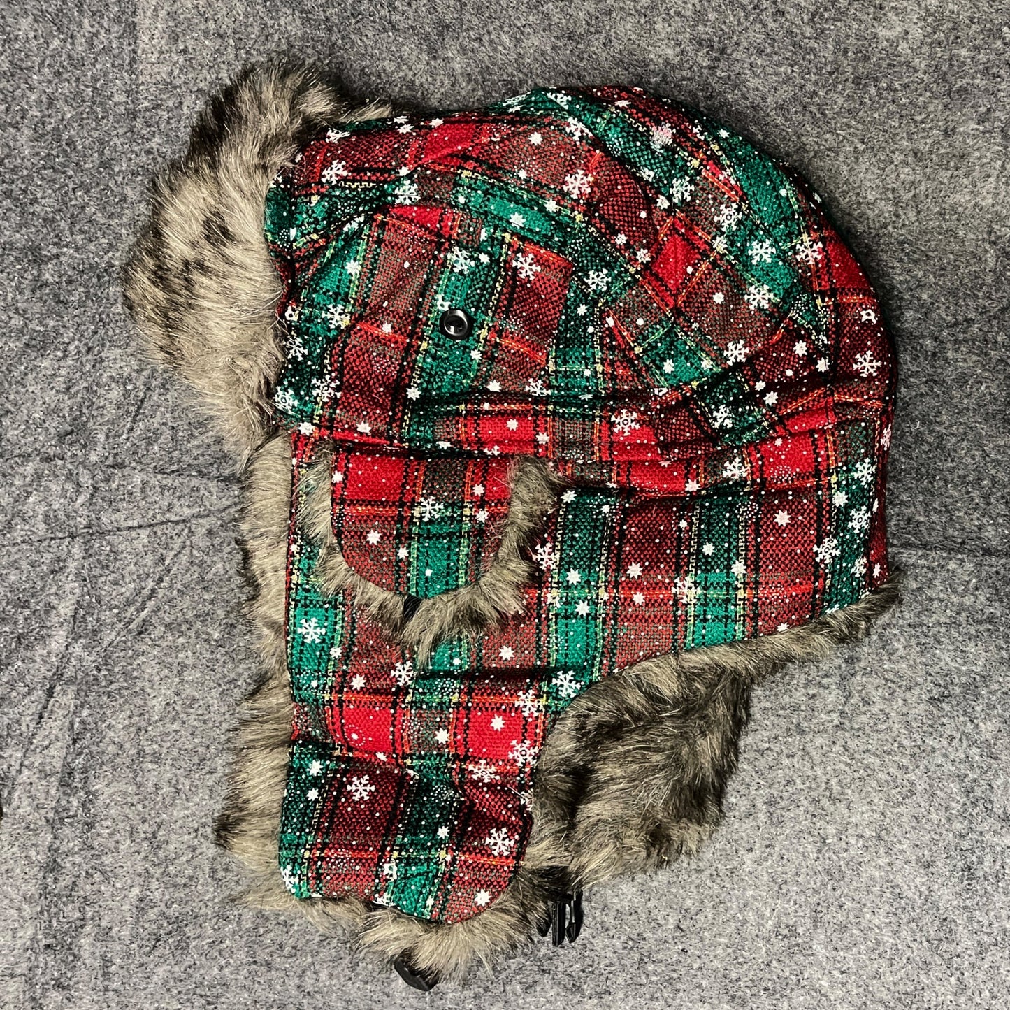 Christmas themed trapper's hat